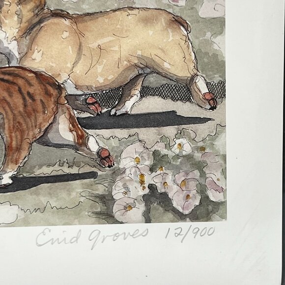 Frenchies Signed Numbered‎ Print Enid Groves 12/900 25x7.5 French Bulldog Art - Picture 5 of 7